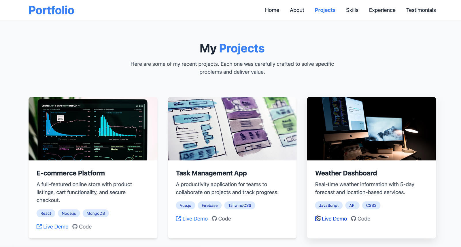 Modern Portfolio Expderience section Image